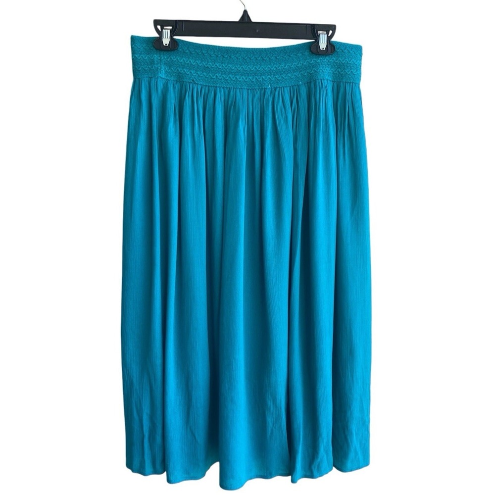 Gypsie Blu Turquoise Blue Boho Crepe A-Line Full Skirt Lined Woman's Medium NWT